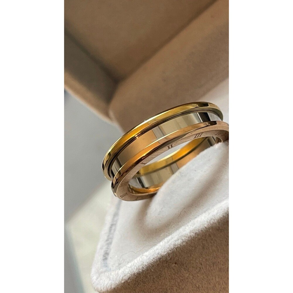 Gold & Silver thick band Mens wedding ring - Picture 3 of 6